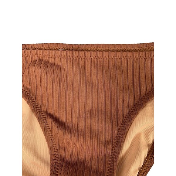 New! J.Crew Wide Rib Bikini Bottom Size XXS Hipster Full Coverage Brown BM453 - Picture 2 of 9